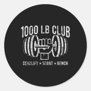 Pegatina Redonda Club de Powerlifting de 1000 Lbs Gif de musculatur
