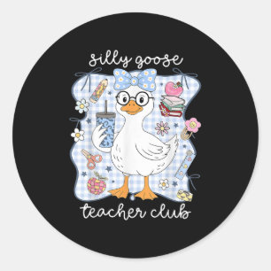 Pegatina Redonda Club de Profesores Ganso Tonto De Vuelta a la Escu