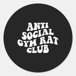 Pegatina Redonda Club de Rata de Gimnasio Antisocial Divertido Cult