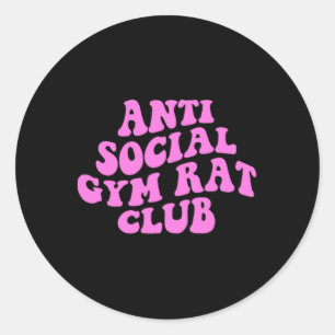 Pegatina Redonda Club de rata de gimnasio antisocial divertido gimn
