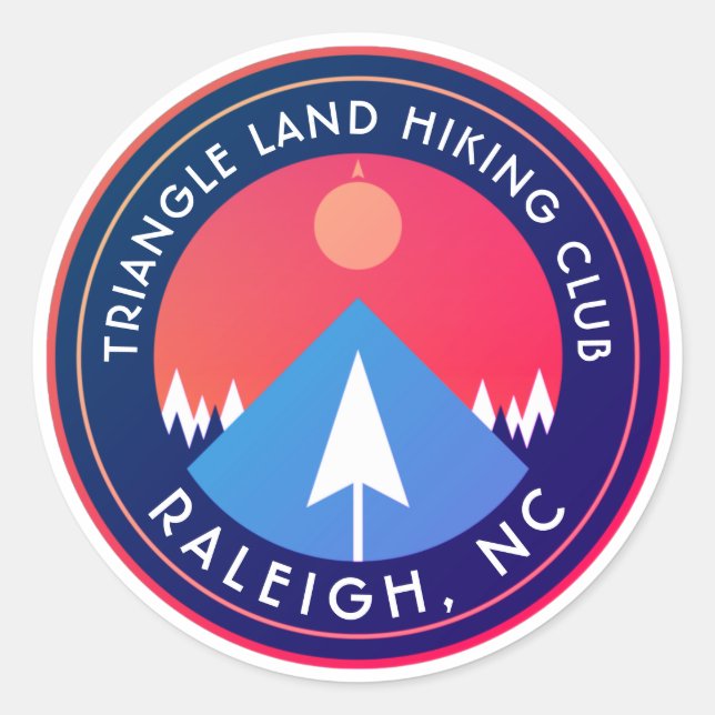 Pegatina Redonda club de senderismo de tierras triangulares de caro (Anverso)