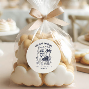 Pegatina Redonda Club de soltera Coastal Cowgirl Beach