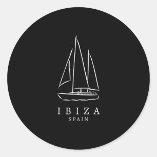 Pegatina Redonda Club de Vela de Ibiza España Recuerdo de la navega