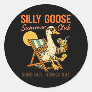 Pegatina Redonda Club de verano Silly Goose Amante del surf Viaje a