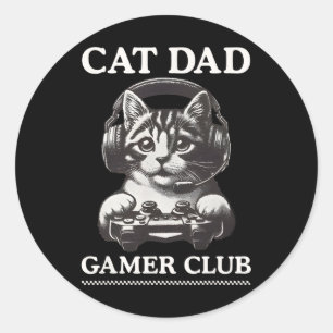 Pegatina Redonda Club de Videojuegos de Papá Gato Videojuegos Jugad
