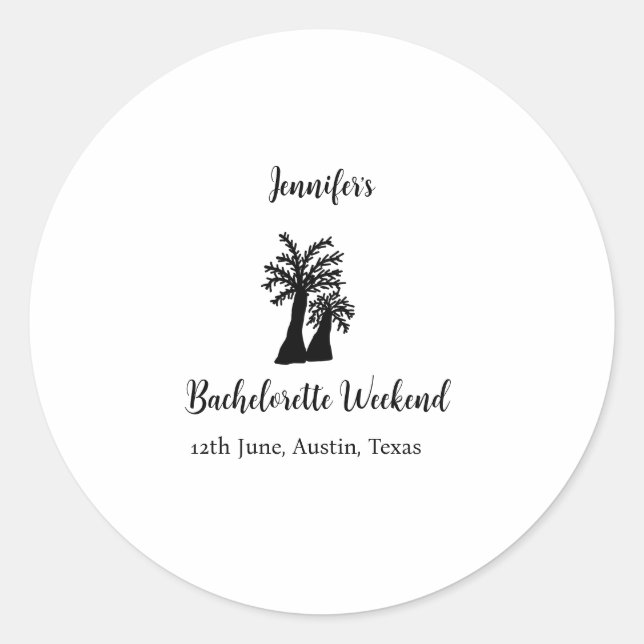 Pegatina Redonda club del árbol de coco de fin de semana de soltera (Anverso)
