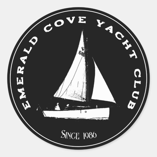 Pegatina Redonda Club náutico personalizado. velero personalizado (Anverso)