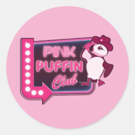 Pegatina Redonda Club Pink Puffin