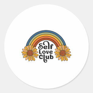 Pegatina Redonda Club Retro Self Love Sunflower Rainbow Mental Heat