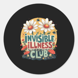 Pegatina Redonda Club Social Cute Invisible Illness, floral Hidden