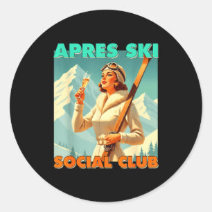 Pegatina Redonda club social de après ski amante del esquí deportes