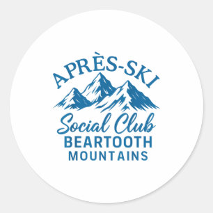 Pegatina Redonda club social de après ski montañas beartooth