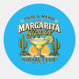 Pegatina Redonda Club Social de Mujeres Tacos y Margaritas Margarit