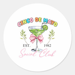 Pegatina Redonda Club Social Mexicano Cinco De Mayo Tequila
