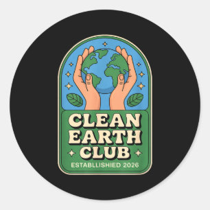 Pegatina Redonda club tierra limpia - insignia ambiental para niños
