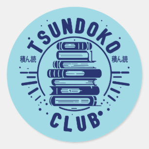 Pegatina Redonda Club Tsundoku Amantes de los Libros Bibliófilo Boo