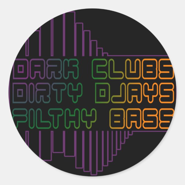 Pegatina Redonda Clubes oscuros Djays Filthy Bass CLUB DJ (Anverso)