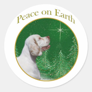 Pegatina Redonda Clumber Spaniel Peace