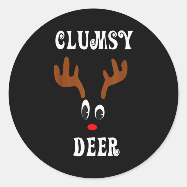 Pegatina Redonda Clumsy Christmas Reindeer Angler Hunt Deer Elk  (Anverso)