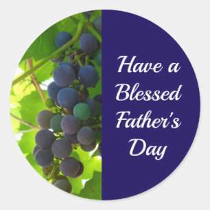 Pegatina Redonda Clúster azul de uva morada del Día del Padre Bendi