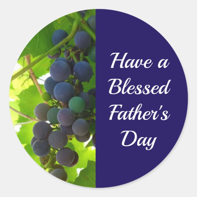 Pegatina Redonda Clúster azul de uva morada del Día del Padre Bendi (Anverso)