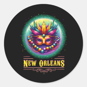 Pegatina Redonda Cly New Orleans Bourbon Street Guay Fun Nola Mardi