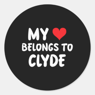 Pegatina Redonda Clyde - Mi corazón pertenece a Clyde - Amor