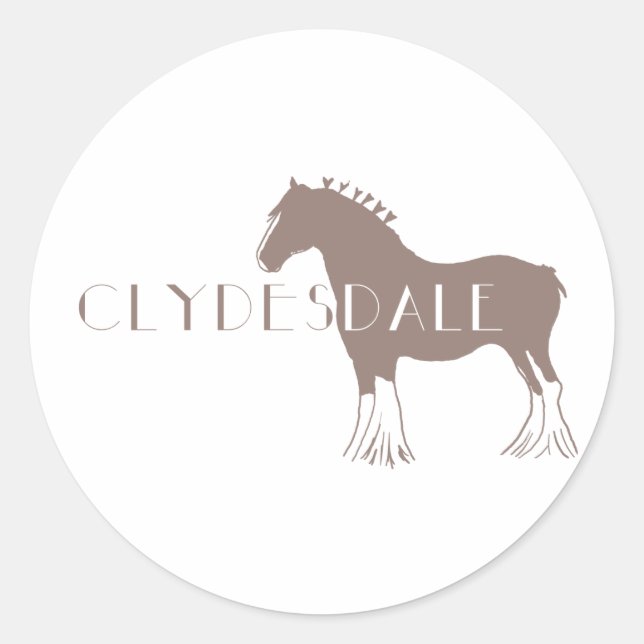 Pegatina Redonda Clydesdale (Anverso)