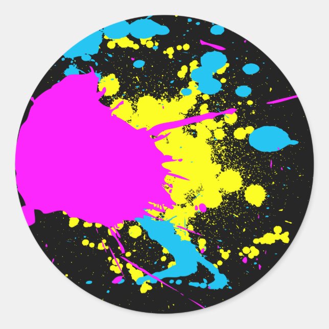 Pegatina Redonda CMYK Splash (Anverso)