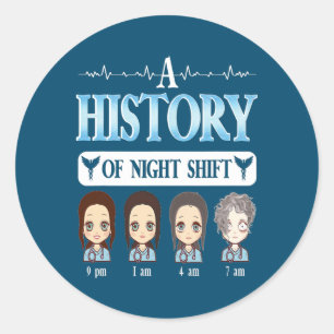 Pegatina Redonda CNA BSN RN SRN RGN Nurse Meme A History Of Night