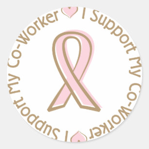 Pegatina Redonda Co-Trabajador de Apoyo al Cáncer de Mama de Cinta