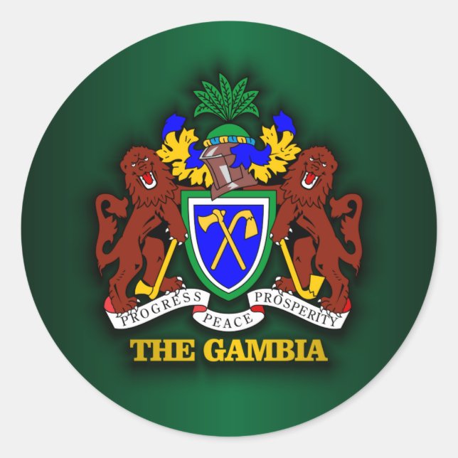 Pegatina Redonda COA de Gambia (Anverso)