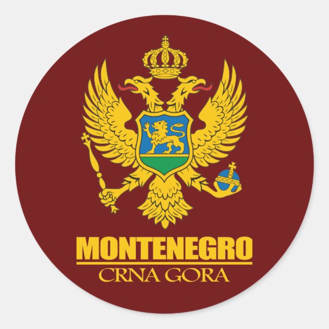 Pegatina Redonda COA de Montenegro (Anverso)