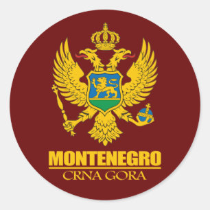 Pegatina Redonda COA de Montenegro