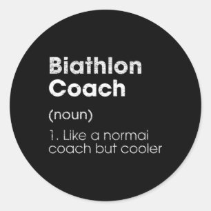 Pegatina Redonda Coach de Biatlón Definición Graciosa Humor de Biat