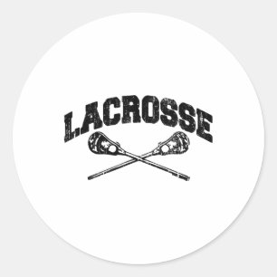 Pegatina Redonda Coach del jugador Lacrosse Crossed Lax Sticks Vint