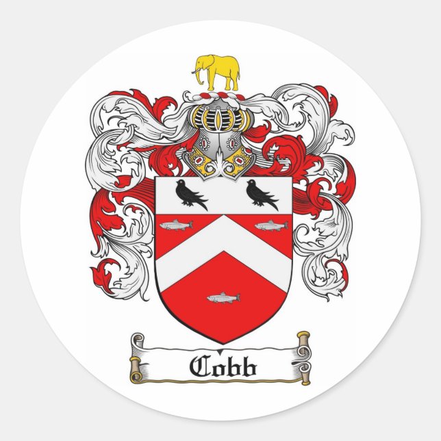 PEGATINA REDONDA COBB FAMILIAR CREST - COBB COAT OF ARMS (Anverso)