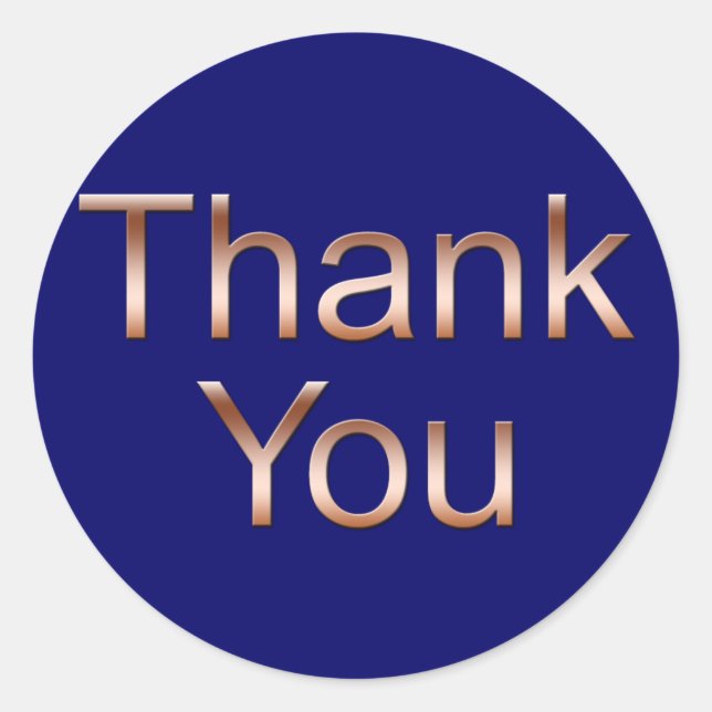 Pegatina Redonda Cobre en azul oscuro Gracias Pegatinas (Anverso)