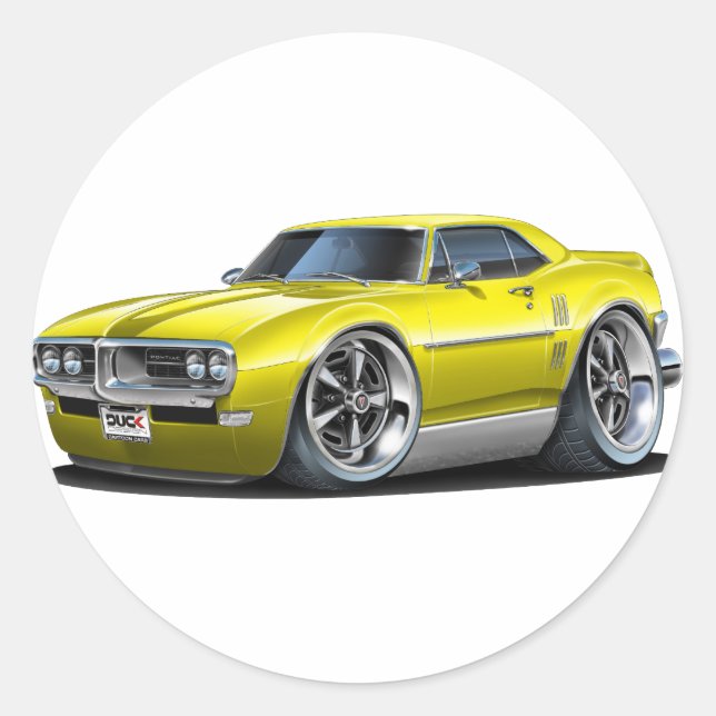 Pegatina Redonda Coche amarillo Firebird 1968 (Anverso)