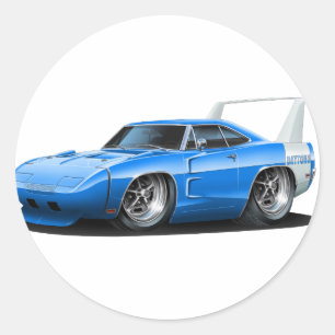 Pegatina Redonda Coche azul Dodge Daytona