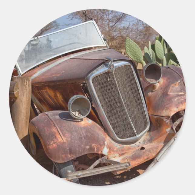 Pegatina Redonda Coche basura (Anverso)