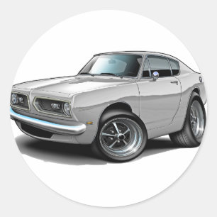 Pegatina Redonda Coche blanco Barracuda 1967-69
