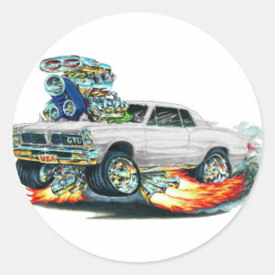 Pegatina Redonda Coche blanco GTO 1965