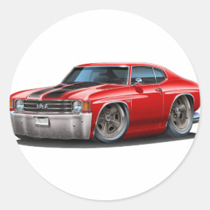 Pegatina Redonda Coche Chevelle Red-Black 1971-72
