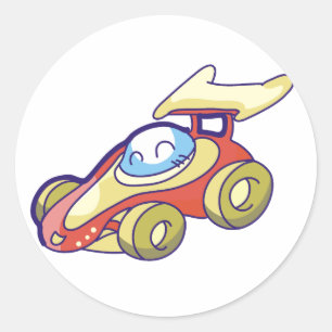 Pegatina Redonda Coche de raza roja