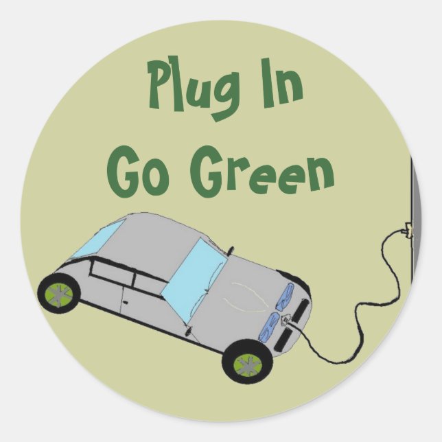 Pegatina Redonda Coche eléctrico (Anverso)