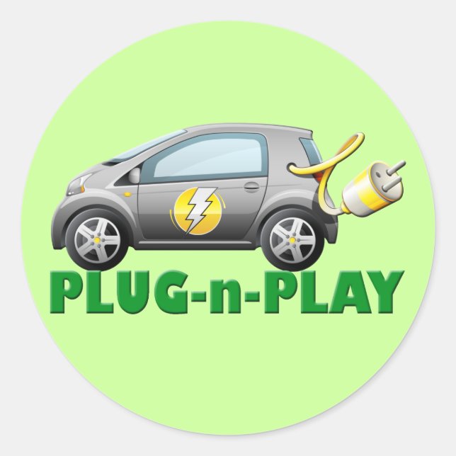 PEGATINA REDONDA COCHE ELÉCTRICO PLUG-N-PLAY (Anverso)