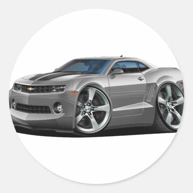 Pegatina Redonda Coche Gris-Negro Camaro 2010-12 (Anverso)