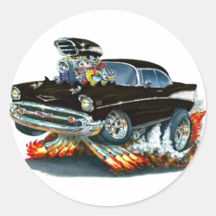 Pegatina Redonda Coche negro 1957 de Chevy Belair