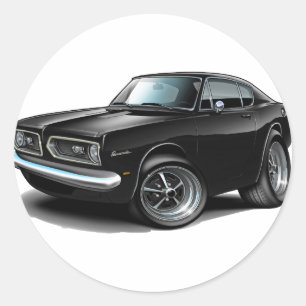 Pegatina Redonda Coche negro 1967-69 del Barracuda